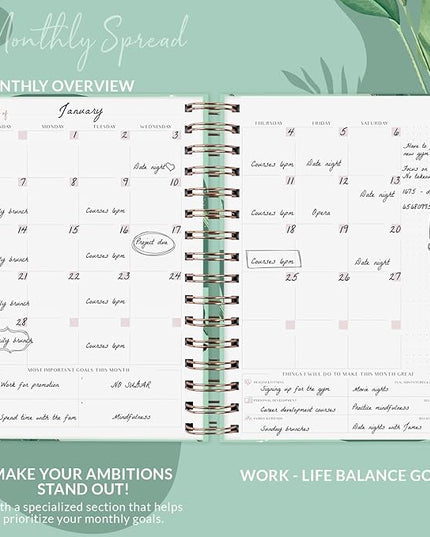 PLANBERRY Hourly Schedule Planner Premium – Undated Weekly Organizer with Time Slots & Monthly Budget – Time Management, Goal Setting, To-Do List & Habit Tracker –6.9″x8.5″(African Green)
