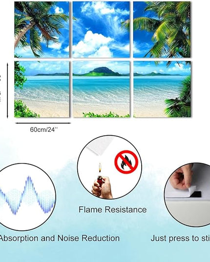 YPY Acoustic Panels Soundproof Wall Panels: Sound Absorbing Wall Art, 6 Pack 72"x48" Decorative Sound Proofing Panel, Acoustical Treatment Noise Cancelling for Wall