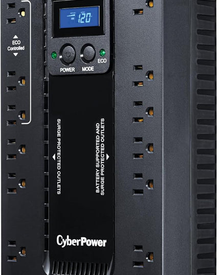 CyberPower EC850LCD Ecologic UPS Battery Backup and Surge Protector, 850VA/510W, 12 Outlets, ECO Mode, Compact, UL Certified