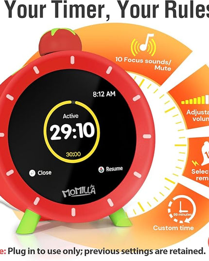 MOMILLA Kids Alarm Clock for Bedrooms, Colorful Display 7-Day Programmable 4 Alarms, Visual Timer with White Noise, Digital Clock Loud for Heavy Sleepers, Christmas Birthday Gifts for Girls Boys
