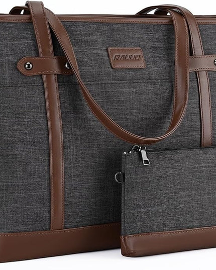 RAVUO Laptop Tote Bag for Women, Water Resistant 15.6 Inch Computer Handbag Purse Teacher Bag With Portable Small Pouch