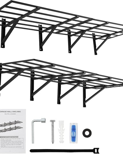 2-Pack Collapsible Garage Storage Shelves, 75x24 Inch for Garage Shelving Wall Mounted, Heavy Duty Wall Shelf with 800 lbs Capacity