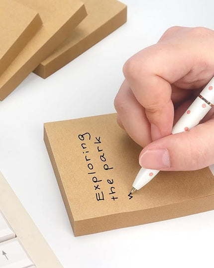 Sticky Notes 3x3 Self-Stick Notes Pads with 6 Bright Colors, Easy to Post for Office, School, Home, 6 Pads/Pack, 100 Sheets/Pad(Kraft Paper)
