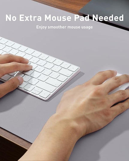 Aothia Large PU Leather Desk Pad Protector – Non-Slip Mouse Pad & Writing Mat for Office/Home, Waterproof, Easy to Clean (Smoky Lavender, 48" x 17")