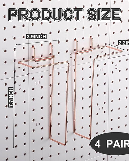 4 Pair Pegboard Display Shelves Expandable Width Metal Magazine Holder Hanging Wall File Organizer Pegboard Accessories Wall Decor for Pantry Exhibitions Trade Show Retail Store(Rose)