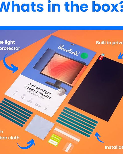 Ocushield 12.5” (16:9) Premium Anti Blue Light Screen Protector with Privacy Filter for Laptops and Computer Monitors - Anti-Glare - Easy Install - Anti-Fingerprint - Reduce Eye Fatigue (277 x 156 mm)