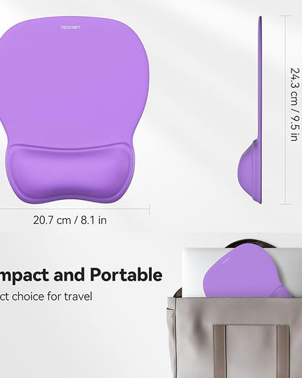 TECKNET Gel Mouse Pad with Wrist Rest, Ergonomic Office Mousepad with Wrist Support - Non-Slip & Smooth Surface Comfortable Desk Accessories Mat for Office, Gaming and Study - Purple