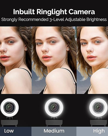 PC Webcam for Streaming HD 1080P, 960A USB Pro Computer Web Camera Video Cam for Mac Windows Laptop Conferencing Gaming Webcam with Ring Light & Microphone