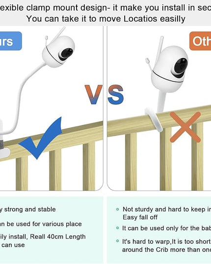 15.7 inches Baby Monitor Mount Compatible with HelloBaby HB6560/HB65/HB6550/ pro/HB66/HB248/HB6240/HB6351/ HB6339/,ANMEATE SM935E Baby Monitor Camera,Flexible Clip Clamp Mount Long Gooseneck Arm