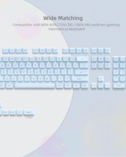 Womier Jelly Keycaps, Mechanical Keyboard for keycaps Set, OEM Profile Clear Key Cap, 113-Key Blue Cute Custom Keycaps for 60%,75%,100% Mechanical Keyboards with Cherry/Gateron MX Switches