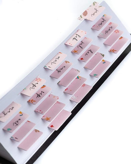 DiverseBee Laminated Planner - 24 Peel and Stick Tabs (12 Month, 12 Blank), Calendar Dividers (Rose)