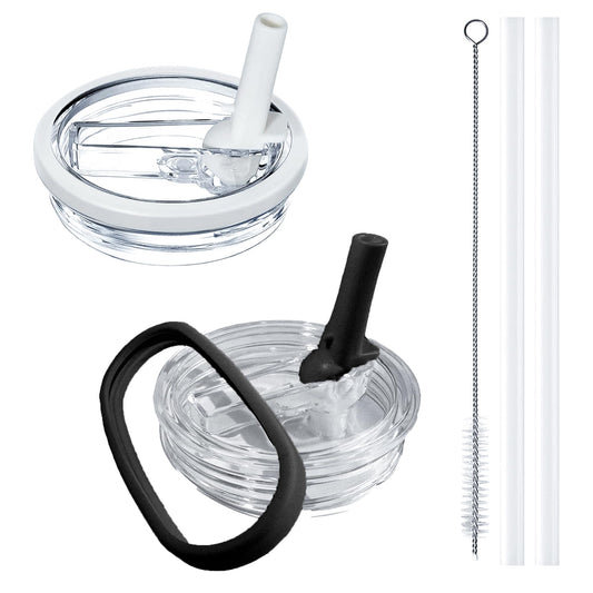 Aooiiysd 2 Pack 40oz Stanley Cup Lid, with Leak Proof and Flip Straw Lid, Stanley Cup Accessories, for Stanley Quencher H2.0 40 oz Tumbler (Only), BPA Free (White and Black Set)