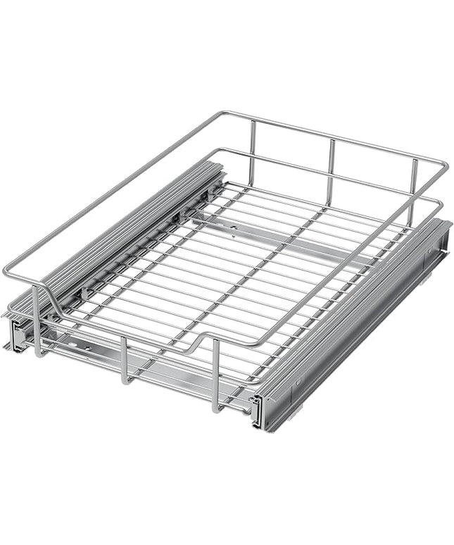 Pull Out Cabinet Organizer 14" W X 17" D, Slide Out Drawers For Kitchen Organizers and Storage, Pull Out Drawers For Cabinets Capacity Heavy Duty Caddy, Cabinet Shelves Chrome-Plated, Bathroom Pantry