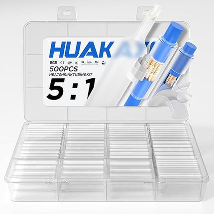 5:1 Heat Shrink Tubing Kit 500 PCS, Industry-Leading 5:1 Ratio Adhesive Lined, Marine Grade Dual Wall, Waterproof Electrical Wire Wrap Assortment – Industrial & Automotive Heat Shrink Tube Kit