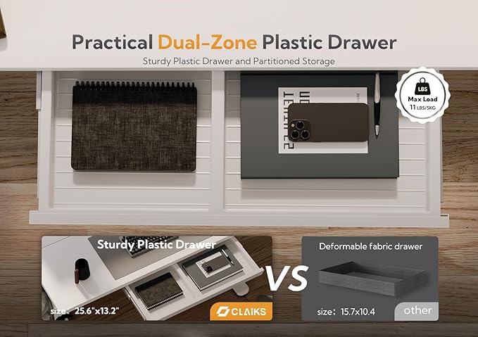 YDN Standing Desk with Drawers, Stand Up Electric Standing Desk Adjustable Height, Sit Stand Desk Computer Workstation, 40 Inch, White