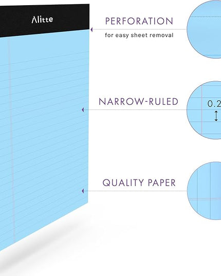 5x8 Small Notebooks – 12 Pack Narrow Ruled, Multicolor Perforated Note Pads with 50 Sheets Per Notepad, (No Ink Bleeding) Ideal Legal Pads for Writing, Note Taking, Home, Office, School
