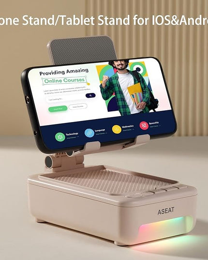 Gifts for Men Him, Cell Phone Stand with Bluetooth Speaker&Led Color Changing Light, Unique Gifts for Women Dad Her Husband, Birthday Gifts for Men