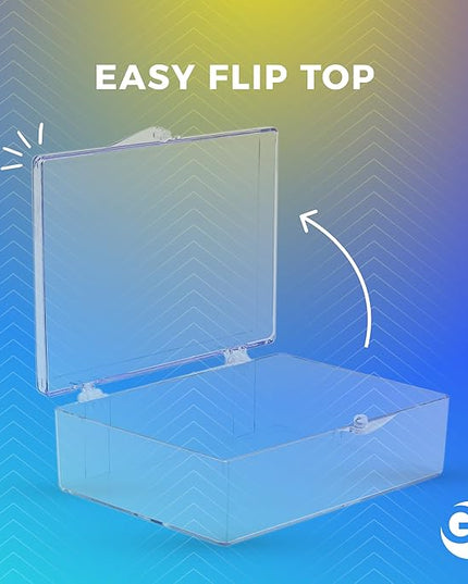 10-Pack Clear Hinged Plastic Containers, Keepsake Storage Boxes, 3 1/2" L x 2 9/16" W x 1" H, Made in USA, Plastic Display Case or Small Box for Storage and Organization