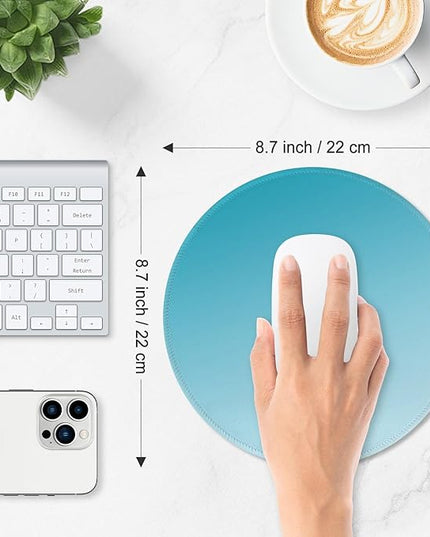 ITNRSIIET Mouse Pad Non-Slip Rubber Base Smooth Surface Stitched Edges Waterproof Durable Compatible with All Mice for Office & Gaming, Desk Accessory, Diameter 8.7 inch, Aqua Gradient