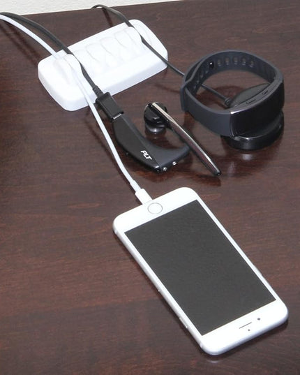 Heaviest Cable Organizer on The Market! Compact and Weighted Desktop Cord Holder and Cable Organizer, Eco-Friendly Silicone, No Bad Smell, Bundled with 4 Reusable Cable Ties! (White)