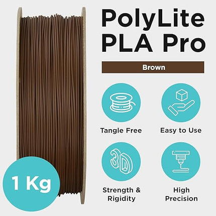 Polymaker PLA PRO Filament 1.75mm 1kg, Tough & High Rigidity Brown 3D Printing Filament, PolyLite PLA PRO 3D Printer Filament 1.75mm, Print with Most 3D Printers