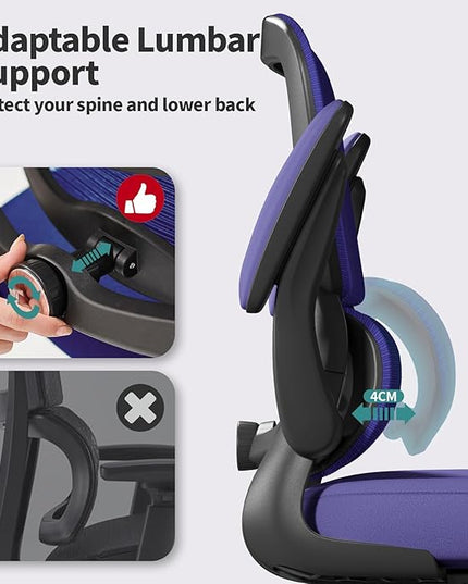 Office Chair - Ergonomic Desk Chair with Adjustable Lumbar Support, Mesh Computer Chair, Executive Chair for Home Office Comfortable Lumbar Support (Violet)