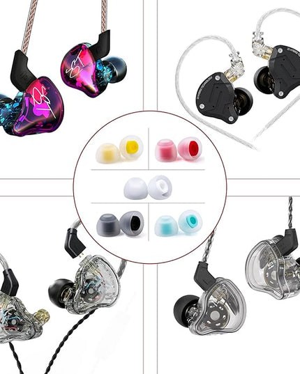 5 Pairs KBEAR 07 Ear Tips, KINBOOFI KZ ZS10 PRO Silicone IEM Eartips Earbuds for KZ ZST ZS10 PRO X AS10 AS24 ZSN ZSN PRO X ZSN PRO ZS10 PRO2 TANGZU WAN'ER CCZ DC02 DC01-PRO Wired Headphone（S/M/L）