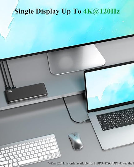 Minthouz 12-in-1 Docking Station with 100W Charging, Triple Display Dual 4K Support, 1000Mbps LAN Port, Laptop Docking Station, 4X USB-A (1x 10Gbps), 2X USB-C, Compatible with Windows, Mac, Chrome
