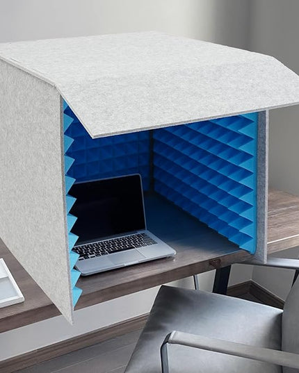60x60cm Foldable Desktop Soundproof Booth for Voice Recording with Noise Reduction Sponge and Polyester Panels