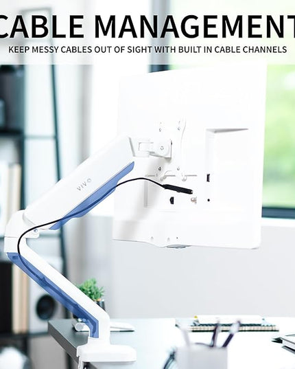 VIVO Single 17 to 32 inch Monitor Height Adjustable Counterbalance Mechanical Arm Desk Stand, Classic, Universal VESA Mount, White, STAND-V001OW
