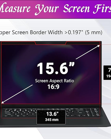 PYS Magnetic Laptop Privacy Screen Filter 15.6 Inch 16:9 - Detachable Computer Screen Privacy Shield, Anti-Glare Blue Light, Removable 15.6" Screen Protector for Lenovo, HP, Dell, Acer, ASUS