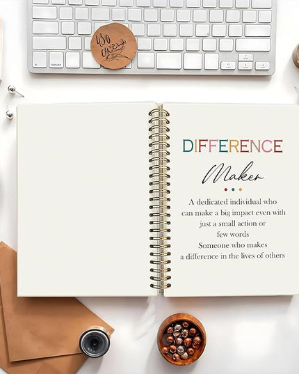 Difference Maker Gift Notebook Journal, Appreciation Gifts for Coworkers Teacher Mentor Boss Coach, Coworker Gifts, Thank You Gifts for Women Men Hardcover Spiral Notebook 5.5x8.3 Inch