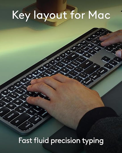 Logitech MX Keys S for Mac, Wireless Keyboard, Fluid, Precise Laptop-Like Typing, Programmable Keys, Backlit, Bluetooth USB C Rechargeable for MacBook Pro, MacBook Air, iMac, iPad - Space Grey