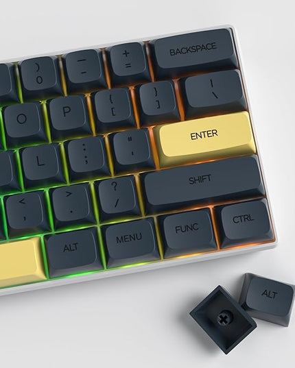 Guffercty kred Black XDA Profile PBT Keycaps, 142-Keys Gentleman Custom keycaps for 60% 65% 75% 100% Fullsize US&ISO Layout Mechanical Gaming Keyboard (Gentleman)