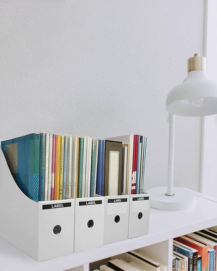 Limitliho 24 Pack White Cardboard Magazine File Holder for Desk, Shelves, Office or Home, Vertical Book Bins for Classroom and Library Use, 10.6'' H×10.2'' L ×3.5''W Folder Organizer Box