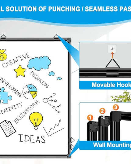 H-Qprobd 36"x24" White Board for Wall Double-Sided Magnetic Dry Erase Board with Black Aluminum Frame, Presentation Whiteboard Suitable for Home, Office, Classroom & Kitchen