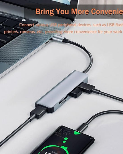 VIENON 5 in 1 Aluminum USB-C Hub with Memory Card Reader and 3 USB 3.0 Ports, for PC, Laptops, MacBook Pro/Air, iMac Pro, Surface and Tablet
