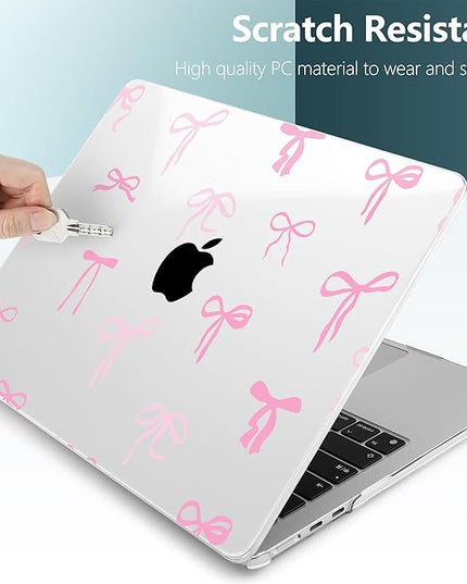 DONGKE for M4 MacBook Air 13.6 Inch Case 2025 2024 2023 2022 Model A3240 A3113 A2681 M3 M2 Chip, Plastic Hard Shell Case Cover with Touch ID for MacBook Air 13 Inch M4 - Pink Bows