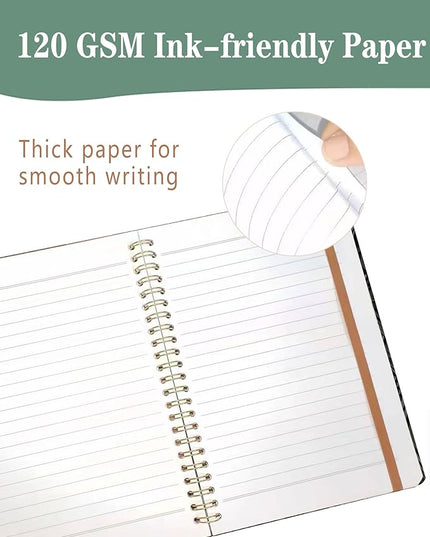 Spiral Journal Notebook, A5 Cute Notebooks for Women Men, College Ruled Hardcover Notebook for Work & Note Taking, 60 Pages Double-Wire Journals for Writing, Luxury Black Flowers