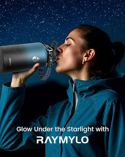 64oz Insulated Water Bottle, Triple Wall Vacuum Stainless Steel Water Bottles - Keeps Cold 48H, Reusable Half Gallon Jug for Gym, Sports, Camping, Hiking,Travel, Starry Sky-Indigo/Black