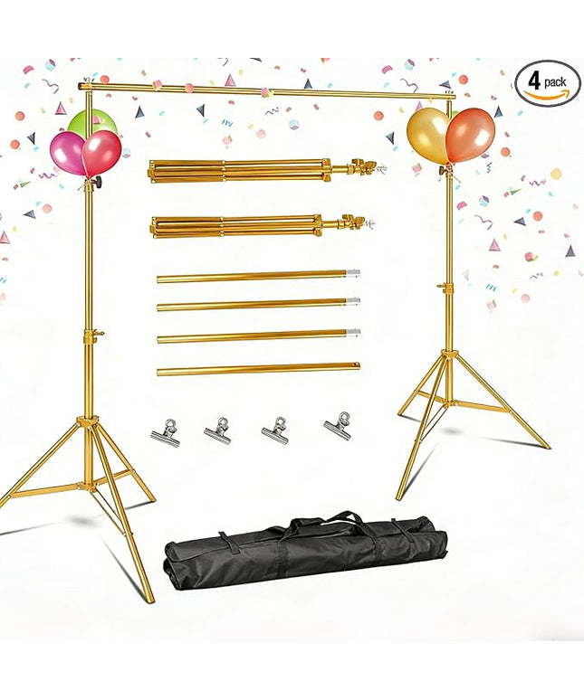 6.5 x 10ft Adjustable Backdrop Stand Kit,Heavy-Duty Photography Background Support System with Clamps & Carry Bag,Photo Video Studio Backdrop Stand for Parties,Weddings,Green Screen & Banner Display