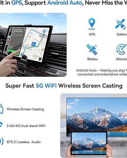 Topsand Android Tablet 10 inch, Android 15 Tablet with Keyboard, Mouse, 4G LTE Cellular, IPS Display, MediaTek Octa Core Processor, 12GB+64GB, 2TB Expandable,5G Wi-Fi, GPS, 2-in-1 Tablets with Case