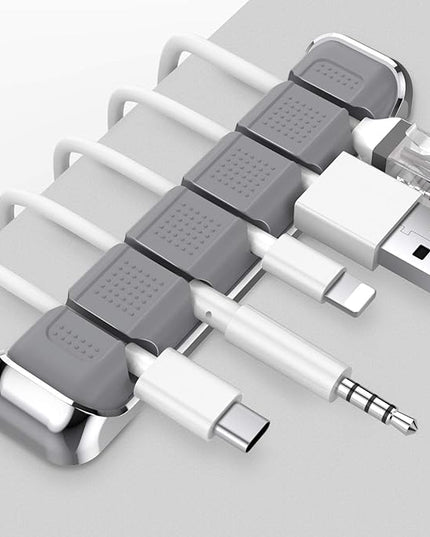 AHASTYLE Cable Organizer Holder 5 Slots Desktop Cord Wire Clips Keeper for Organizing USB Cable/Power Cord/Wire Home Office and Car (Grey)