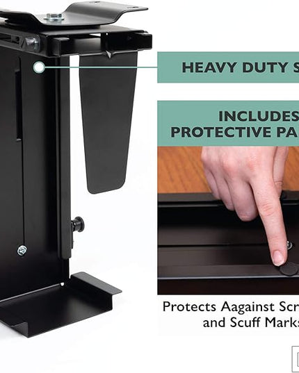 Ilyapa Under Desk Computer Mount with 360 Degree Swivel - CPU Holder for PC Desktop Tower