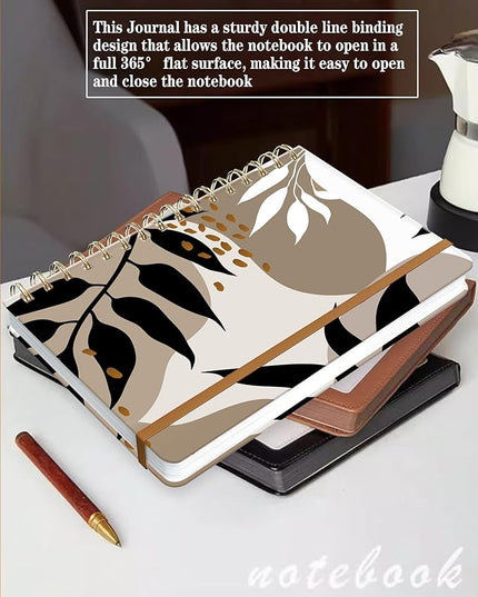 Spiral Journal Notebook for Women, Hardcover A5 College Ruled Notebook, 120 Pages, Thick Paper, Cute Lined Journal for School, Office & Work, 6 x 8.4 in(Tropical Leaves)