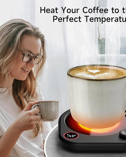 Oracer Coffee Mug Warmer for Desk, Electric Cup Heater for Tea Milk Beverages with Adjustable Temperature Display, Auto Shut Off Timer Mug Sensor, Candle Wax Heating Plate, Ideal Gift Accessory