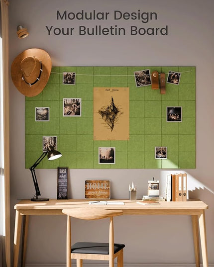 Fluxynara Large Felt Bulletin Board 48" x 36" Cork Board Alternative-12 Pack with 70 Safe Removable Adhesive Tabs, Cork Boards for Walls Cork Board for Home Office Classroom Pin Board-Kelly Green