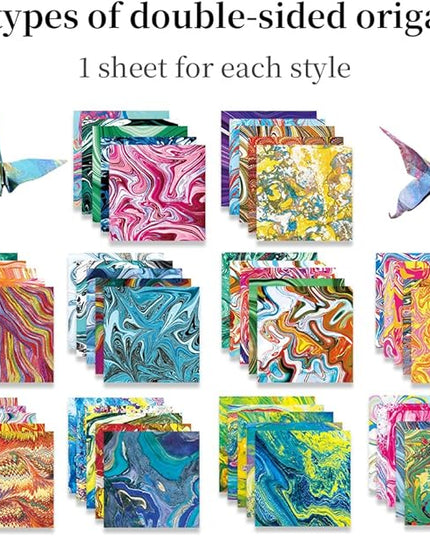 Square Origami Paper 6x6 Double Sided 50 Sheets 50 Colors 70GSM Origami Kit Japanese Chiyo Easy Fold Arts Crafts DIY Handwork Rock Color