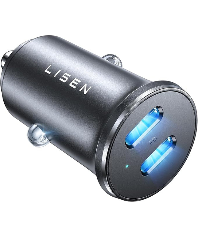 LISEN 90W USB C Car Charger for iPhone 17 Car Charger 45W Fast Charging, 2-Port PD 45W & QC 3.0 Cigarette Lighter USB Charger [All Metal&Mini] for iPhone 17 Air/16/15/14/13 Pro,Samsung Galaxy S26/S25