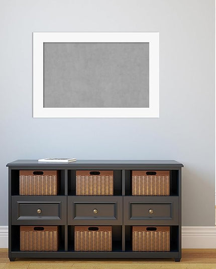 Amanti Art White Framed Magnetic Board 25x37 Large Vision Board for use with Magnets, 100% Metal Sheet to Display Items as Office Decor or for Home Organization in mudroom, Kitchen or Kids Room